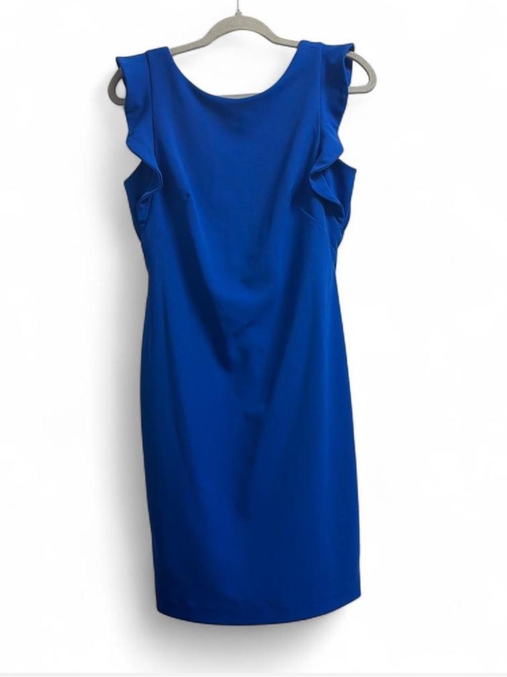 Calvin Klein Cobalt Blue Ruffle-Sleeve Sheath Dress Size 6
